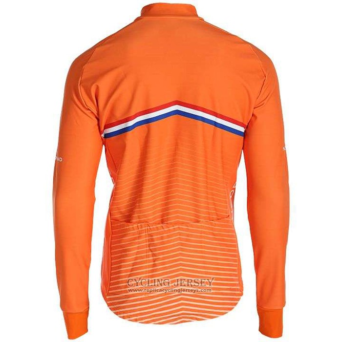 2019 Cycling Jersey Netherlands Orange Long Sleeve And Bib Tight